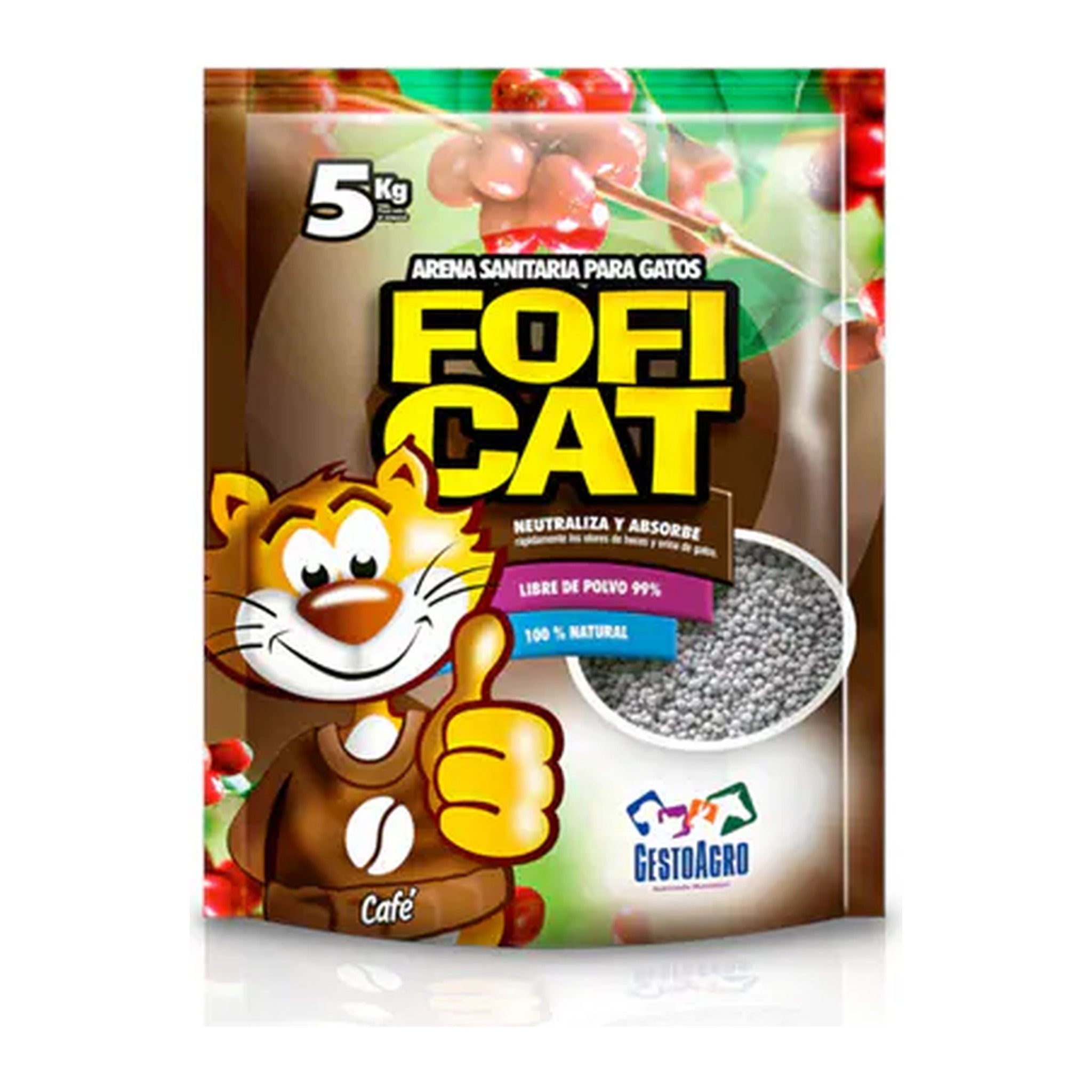 Arena para gatos Foficat aroma café, bolsa de 5 kg