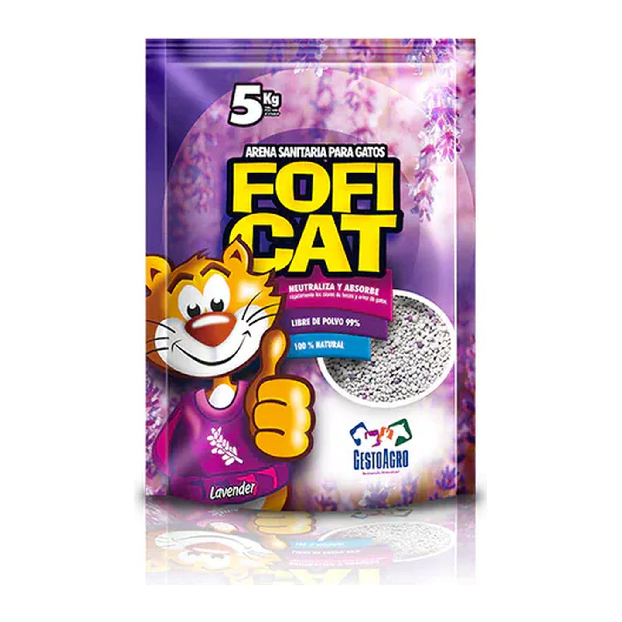Arena para gatos Foficat aroma lavanda, bolsa de 5 kg