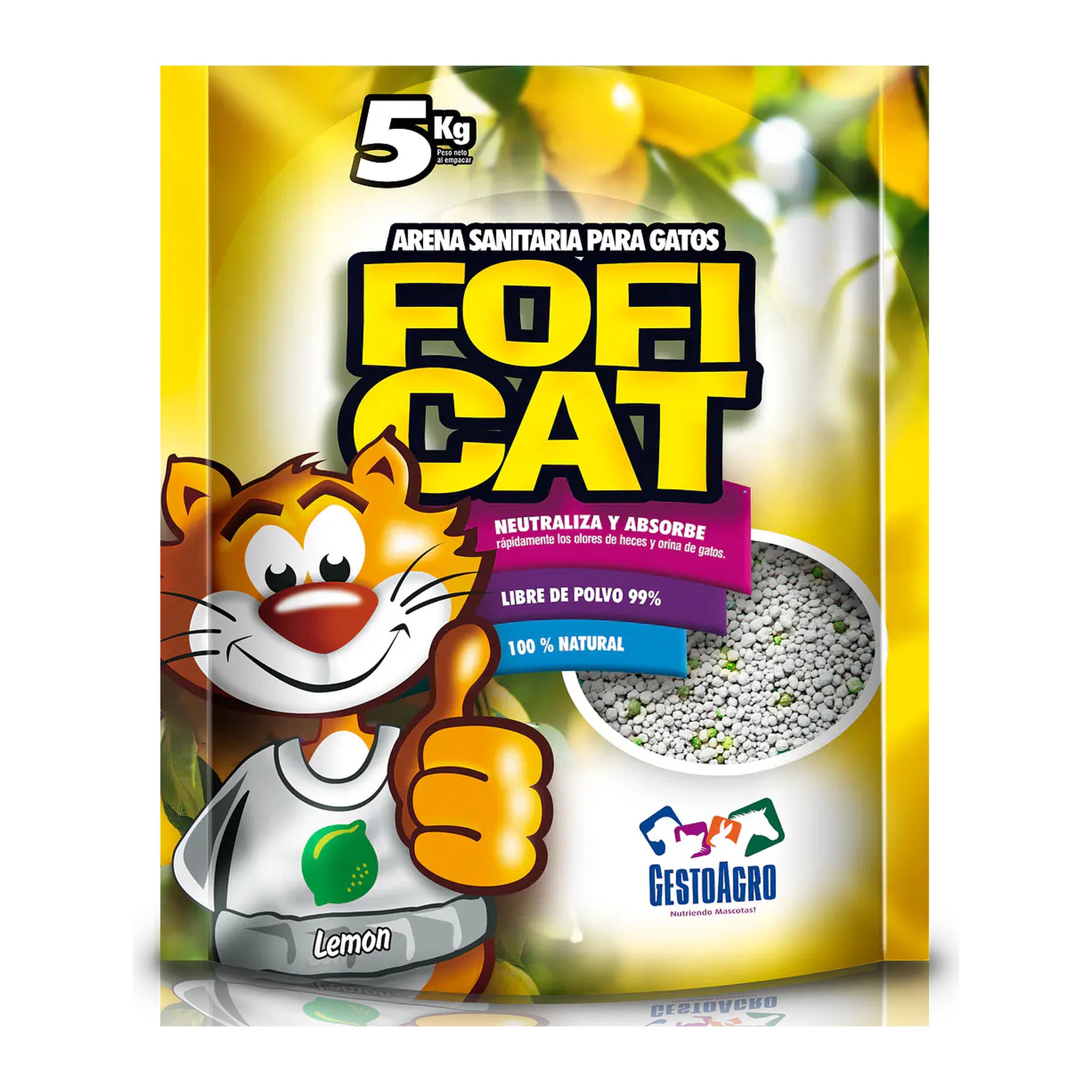 Arena para gatos Foficat aroma limón, bolsa de 5 kg
