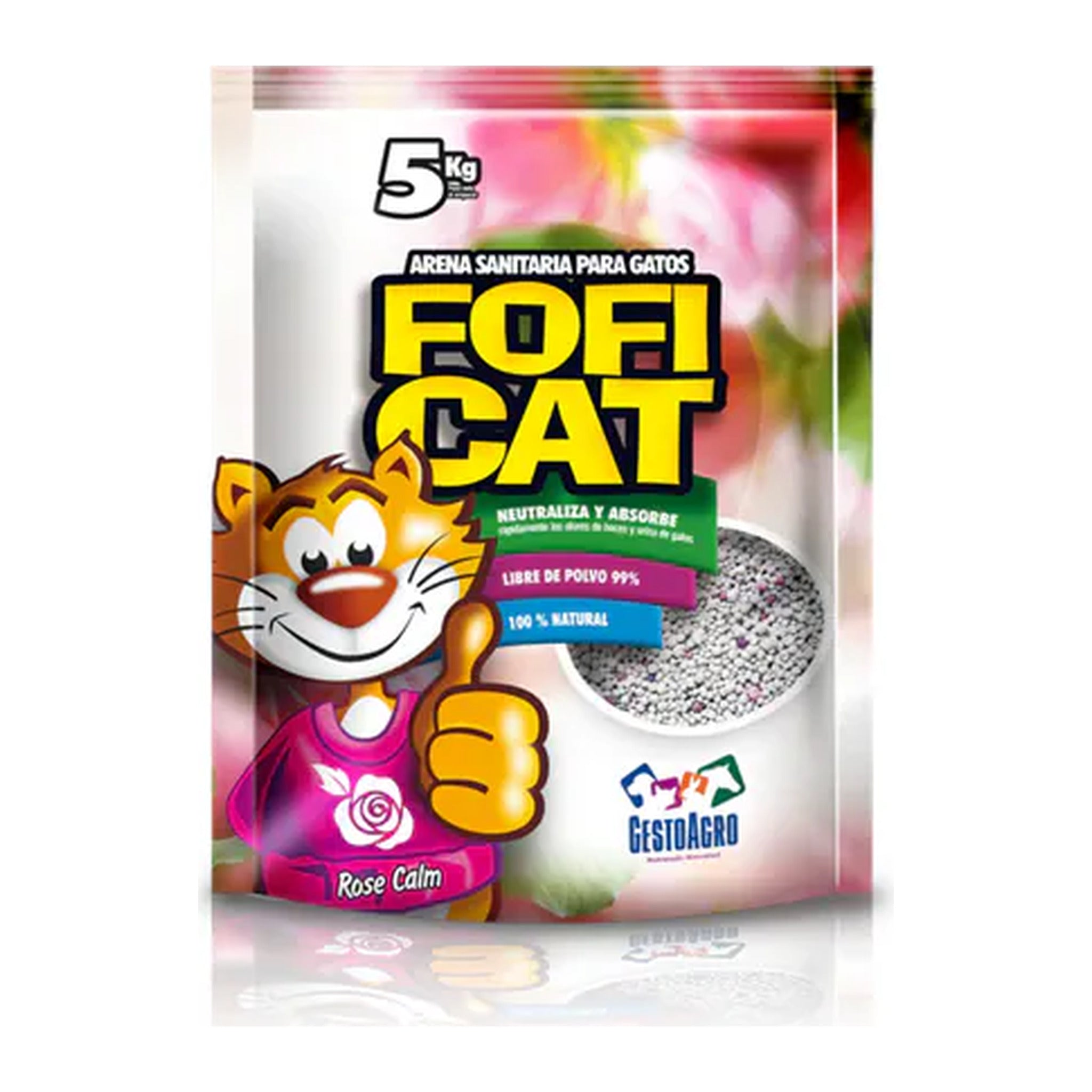 Arena para gatos Foficat aroma rosa, bolsa de 5 kg